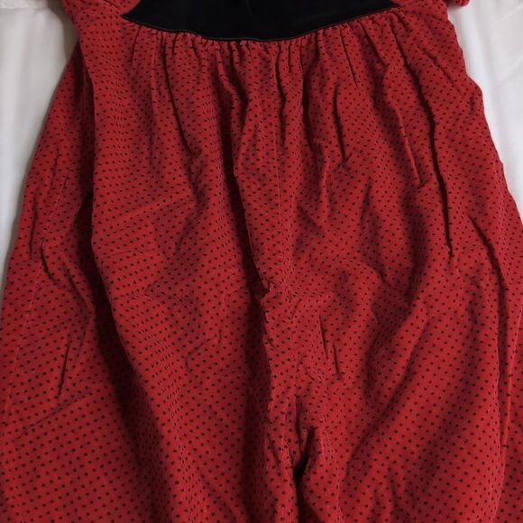 Vintage 24 months Baby Girl Cotton Short Sleeve Romper Red with Black Polka Dots - Picture 5 of 12
